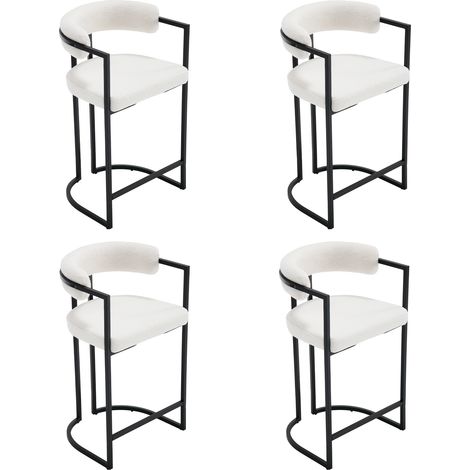 Barhocker 4er Set Samt Küchenhocker Barstühle mit schwarzen Metallbeinen Moderne Bistrohocker Frühstückshocker für Küch, Weiß (1/5)