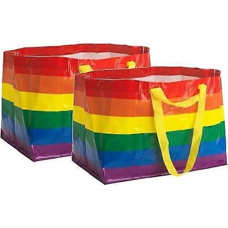 Grands sacs de courses réutilisables de 71 litres aux couleurs de l'arc-en-ciel (lot de deux) (1/4)