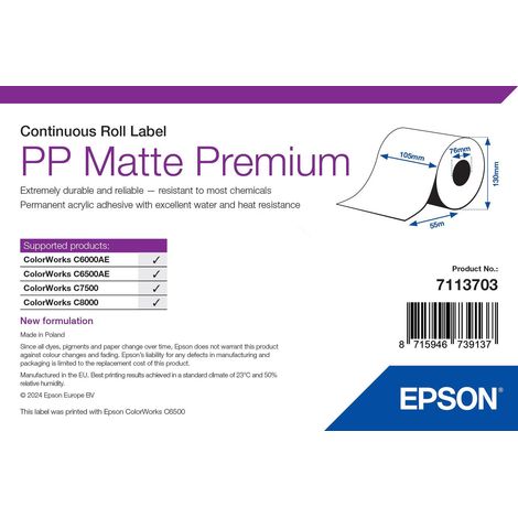 Epson 7113703 etichetta per stampante Bianco Etichetta per stampante autoadesiva