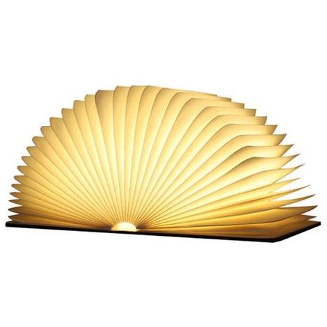 Lampe Livre Led Pliante en Bois,Led Lampe de table, Lampe en Forme de Livre,Led Lampe de Papier Rechargeable par USB,Livre Lampe Pliante et Magnétique (1/4)