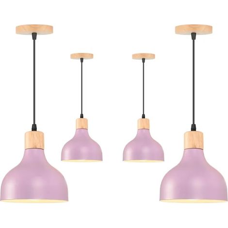 Lot de 4 Lustre Moderne Salon 15cm,Suspension Luminaire Industriel Vintage E27 Lampe de Plafond Reglable Style Nordique,Violet (1/5)
