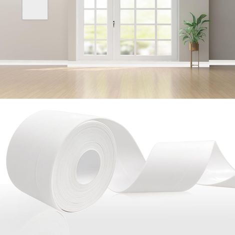 Plinthe Souple Autoadhésive 6m Blanc Plinthe PVC Adhesive 50x20mm  Bande d'étanchéité Autocollante Salle de Bain Imperméable Flexible Ruban Autocollante pour Les Plans de Travail Cuisine Salon (1/5)