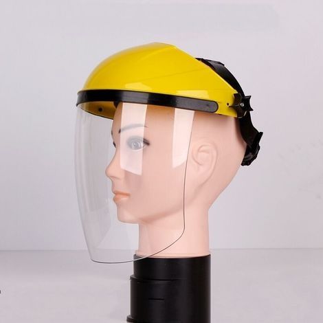Schutzvisier mit Kopfband und Polycarbonat-Visier für Trimmer und Freischneider, gelb (1/3)