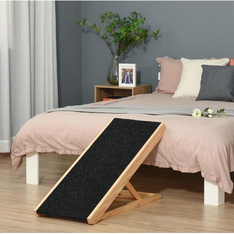 Rampe pour chiens et chats réglable et pliante, antidérapante, en bois noir, 4 hauteurs, pour grands chiens jusqu'à 40 kg CHICFURN (1/5)