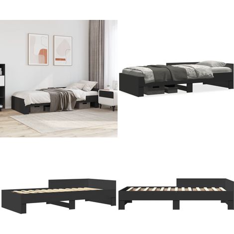 Cadre de lit sans matelas noir 75x190 cm bois ingénierie - Cadre De Lit - Lit Enfant - Lit Junior - Bois D'ingénierie - Lit Noir - Home & Living (1/5)