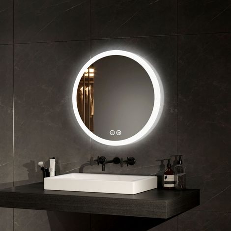 EMKE LED Badspiegel mit Beschlagfrei 50cm Rund Badezimmerspiegel mit Warmweißes/Kaltweißes/Neutrales Licht (1/5)