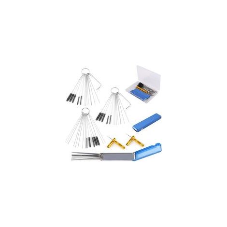 Nettoyage de Carburateur, Kit de Pointe Chalumeau avec 15 Brosses en Nylon 30 Aiguilles 2 Clé Hexagonale 2 Pics Pointus et 26 Fils Convient aux Voitures Motos et Petits Moteurs (1/4)