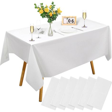 6er Pack weiße Tischdecke für Bierzeltgarnitur, 137x274cm, wasserdicht, PEVA
