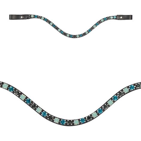 Frontalino in cuoio con brillanti decorativi modello Aurora: Cob, azzurro / blu