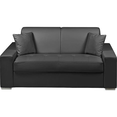 Divano letto a ribalta 2 posti in similpelle Nero - Materasso larghezza 120 cm - Spessore 18 cm - EMIR