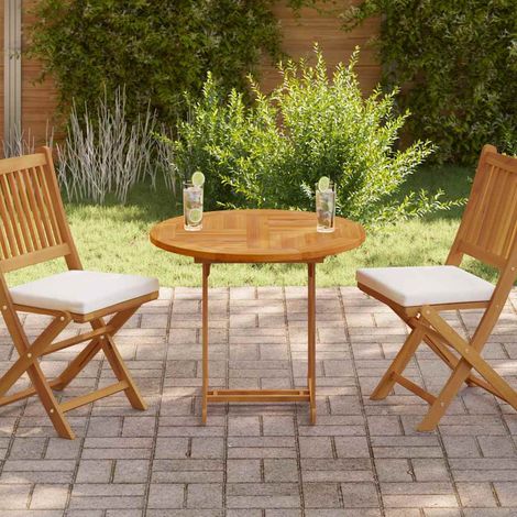 vidaXL Dessus de table Bois de teck solide Rond 2,5 cm 80 cm (1/5)