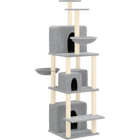 Torre de muebles para gatos, juguete para trepar, rascador, plataforma para trepar con postes rascadores de sisal ligeros, 180 cm, gris 020022595 (1/5)