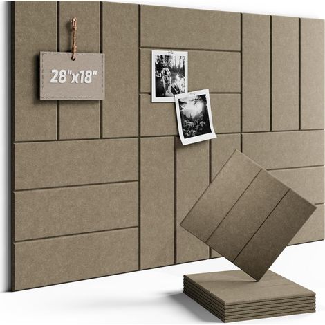 12 pièces Panneaux Acoustiques en feutre auto-adhésifs 24x24x0.9 cm– tableau d’affichage mural décoratif, alternative liège, pliable, multi-tailles pour bureau et maison