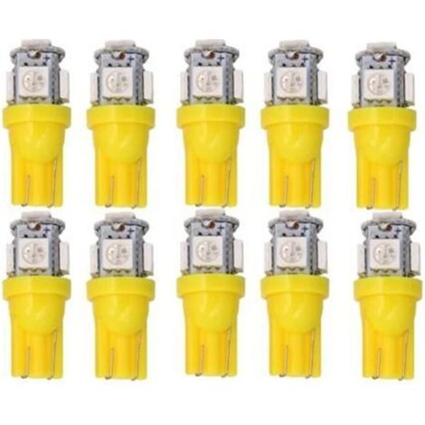 10 Pièces Lumières Jaunes, T10 w5w LED 5050SMD 12v DC 10 pièces (1/4)
