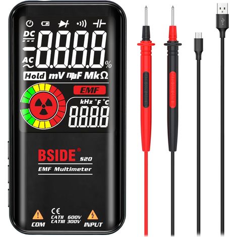 Multimètre numérique intelligent à Plage automatique 9999 comptes Détecteur EMF Rechargeable Testeur Rayonnement électromagnétique Mesure de Capacité Résistance Diode Tension Courant (1/5)