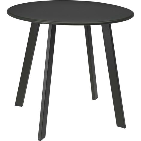 Table de balcon ronde en métal gris foncé pour extérieur et intérieur