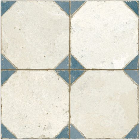 Carrelage Vintage Bleu Cabochon 45x45x0,95 cm Calvero - Sol et mur intérieur (vendu par carton de 1 m²) - RO'MA CARRELAGE