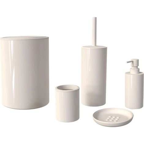Set accessori bagno 5 pezzi ABS beige – Serie Ruby