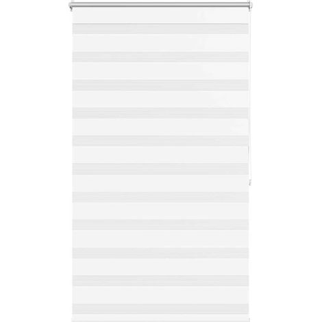 Store vénitien zébré 100,9 x 175 cm, largeur du tissu 96,7 cm, blanc