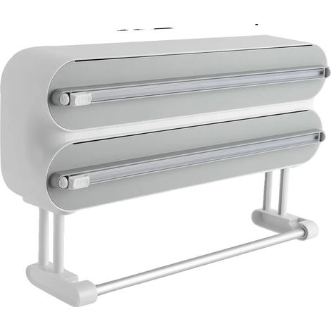 Dispenser per pellicola trasparente da parete, design salvaspazio, GRIGIO, M (1/2)