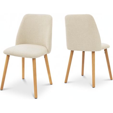 Goeurvant Sedie da Pranzo Minimaliste Moderne con Rivestimento Traspirante e Gambe in Legno Massello - Set di 2 - Crema - Ciniglia (1/5)