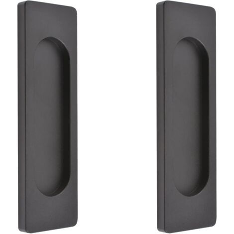 royaluxe-Lot de 2 poignées de porte coulissante rectangulaires auto-adhésives en alliage d'aluminium sans perforation porte coulissante de grange, fenêtres d'armoires (noir mat, 100 mm)