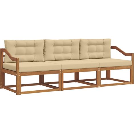 Ensemble de canapés d'extérieur 3 pcs Salon de jardin Naturel et Beige (1/5)