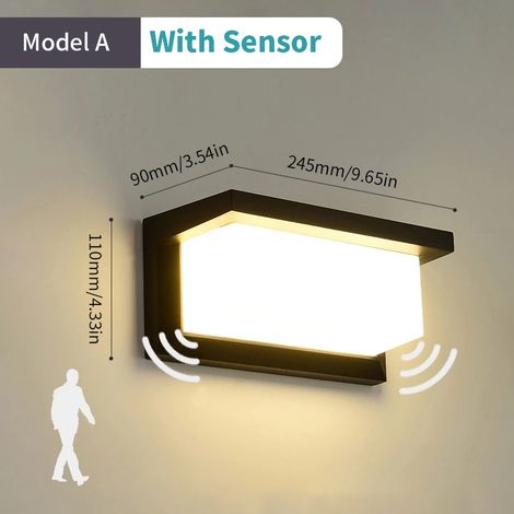 (Blanc chaud - Détecteur radar) Applique murale LED AC85-265V 16W avec détecteur de mouvement et lumière blanche froide ou chaude. Boîtier ABS étanche. Design moderne et compatible avec la décoratio (1/5)
