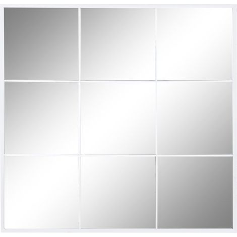 Espejo Hierro Cristal 90X2X90 Ventana Blanco (1/4)