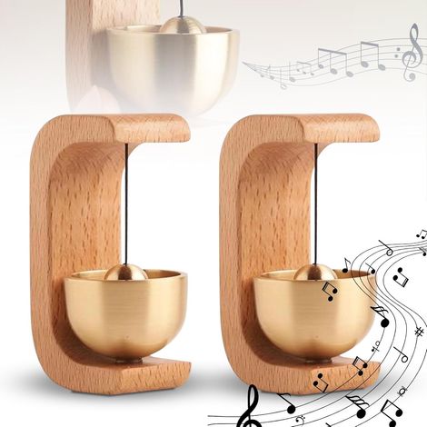 Magnetic Door Chimes Wood Door Chimes Self-Adhesive Door Chime with Brass Bell for Door Office Shop Coffee Door (Yellow Beech) (1/5)