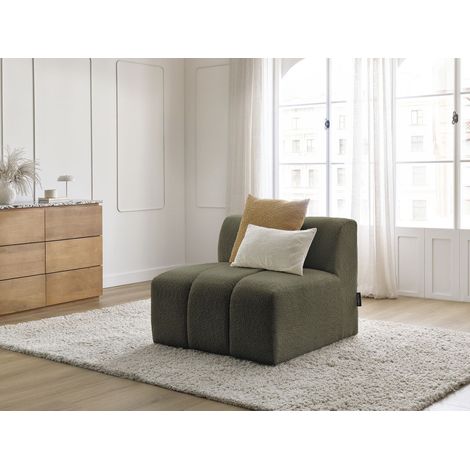 BOBOCHIC - Chauffeuse 1 place pour canapé modulable ANNECY tissu bouclette   Vert (1/5)