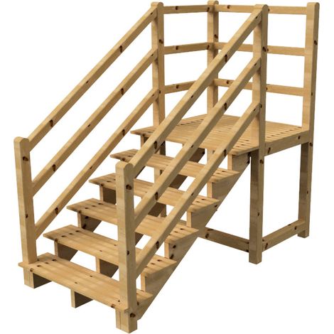 MILANO Außentreppe 6 Stufen H105 cm - Podest L116 x B120 cm - Treppengeländer links und rechts - Podestgeländer links und hinten