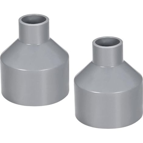 Reductor de tubería de PVC de 50 mm x 20 mm, conexión de extremo a extremo, gris, 2 unidades - Crezuo