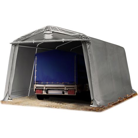 TOOLPORT Zeltgarage 3,3 x 4,7 m Premium Carport PE 600 N Plane Unterstand Lagerzelt Garage in grau