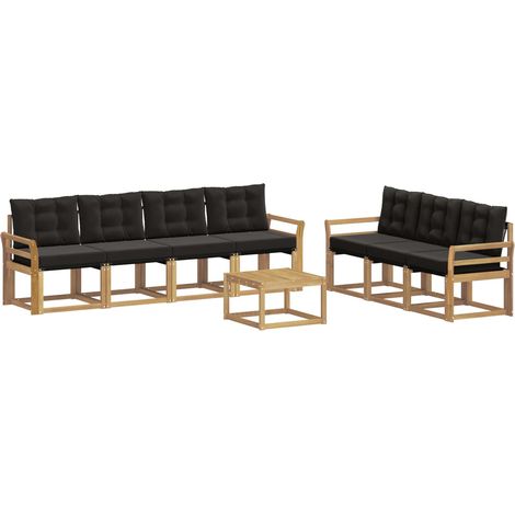 Set di divani da esterno 8 pz 7-Posti Bianco e Nero vidaXL (1/5)