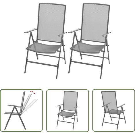 Chaises empilables de jardin 2 pcs Acier Gris 2 (1/5)