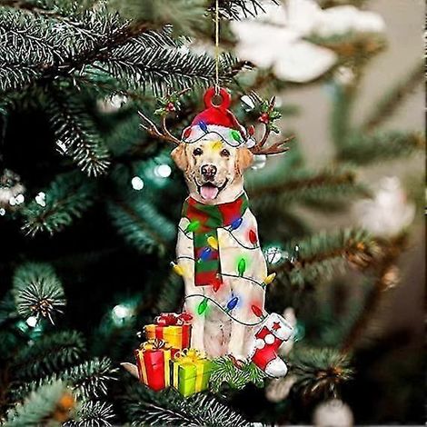 Boule de Noël avec chapeau de Noël, décoration de sapin de Noël, gnome de Noël en bois, chien de Noël, pendentif de sapin de Noël, labrador de Noël (1/5)