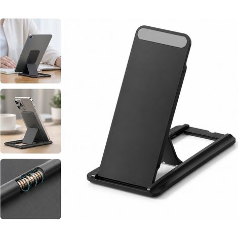 1 Pièce Noir Pliable Support de Tablette Adhésif Angle Réglable Silicone 14,5 x 8 x 0,6 cm 0,1 kg Bureau Domicile Voyage Étude (1/5)