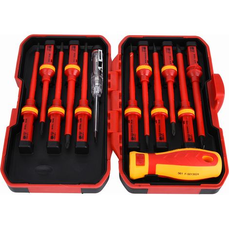 Kit de 13 tournevis isolés, poignée plastique, outil électrique de réparation manuelle A160235 (1/5)