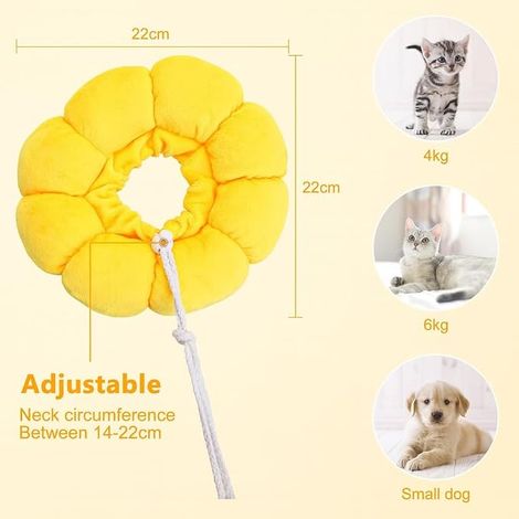 Collier de Récupération pour Chat, Collerette Réglable Post-Opératoire Tournesol (1/4)