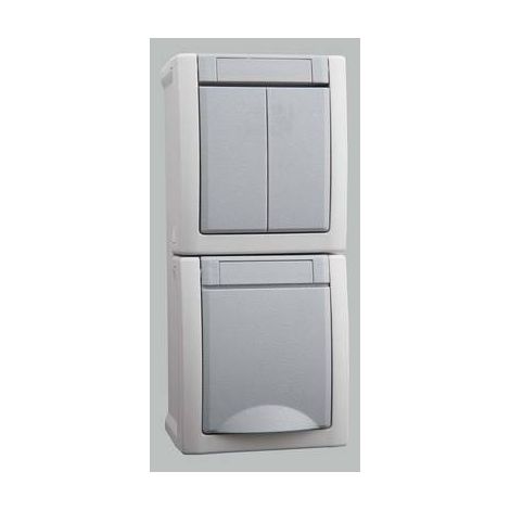 VIKO Interruttore per ambienti umidi Combinazione interruttore/prese Pacific Grigio 90591082-DE (1/2)