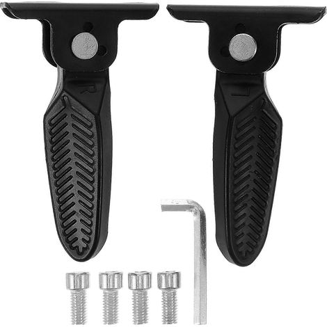 Repose-pieds universels noirs pour moto, trottinette électrique et scooter : pédales pliables confortables en métal robuste (1 paire). (1/5)