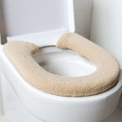 Housse de siège de toilette antimicrobienne épaisse de luxe - Chaude - Universelle - Beige (1/5)