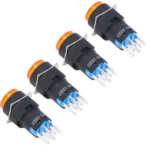 25-teiliger beleuchteter Drucktaster (16 mm), 12 V, kurzzeitig selbstverriegelnd, 8-poliger runder gelber Schalter (1/5)