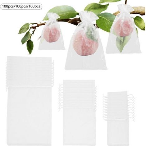 (Weiß) Pflanzenschutz für Obst – 300 Stück – 100 x 10 x 15 cm + 100 x 15 x 20 cm + 100 x 20 x 30 cm – weiß (1/3)