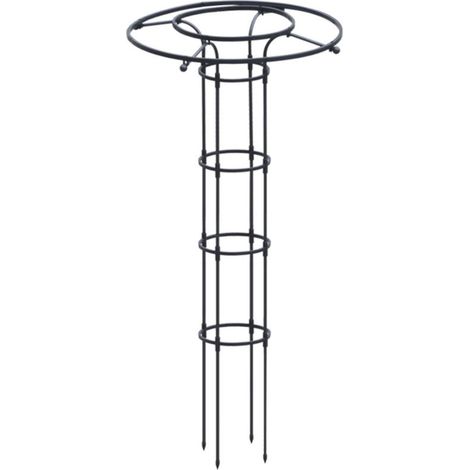 Support circulaire de jardin en acier robuste - Noir - Treillis ombrelle pour plantes grimpantes, pivoines, roses, hortensias, légumes, fleurs - Structure stable - Hauteur totale 150CM (noir) (1/5)