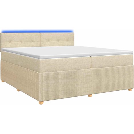 Maison Exclusive - Letto box spring con materasso Crema 200 x 200 cm Tessuto (1/5)