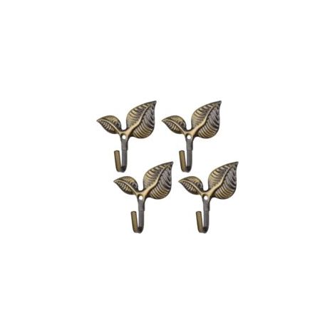 Lot de 4 embrasses de rideaux en forme de feuille de style rétro vintage, fixation murale, embrasse de porte, serviette, manteau, crochet en fer vert bronze-Crezuo