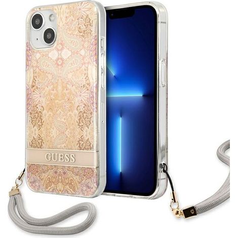Custodia Guess Flower Strap dorata per iPhone 13 mini (1/5)