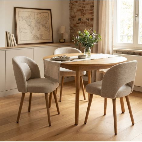 2er-Set Esszimmerstühle 43 x 50,5 x 77,5 cm aus Holz und Velours, Beige – MEUBLIV (1/5)